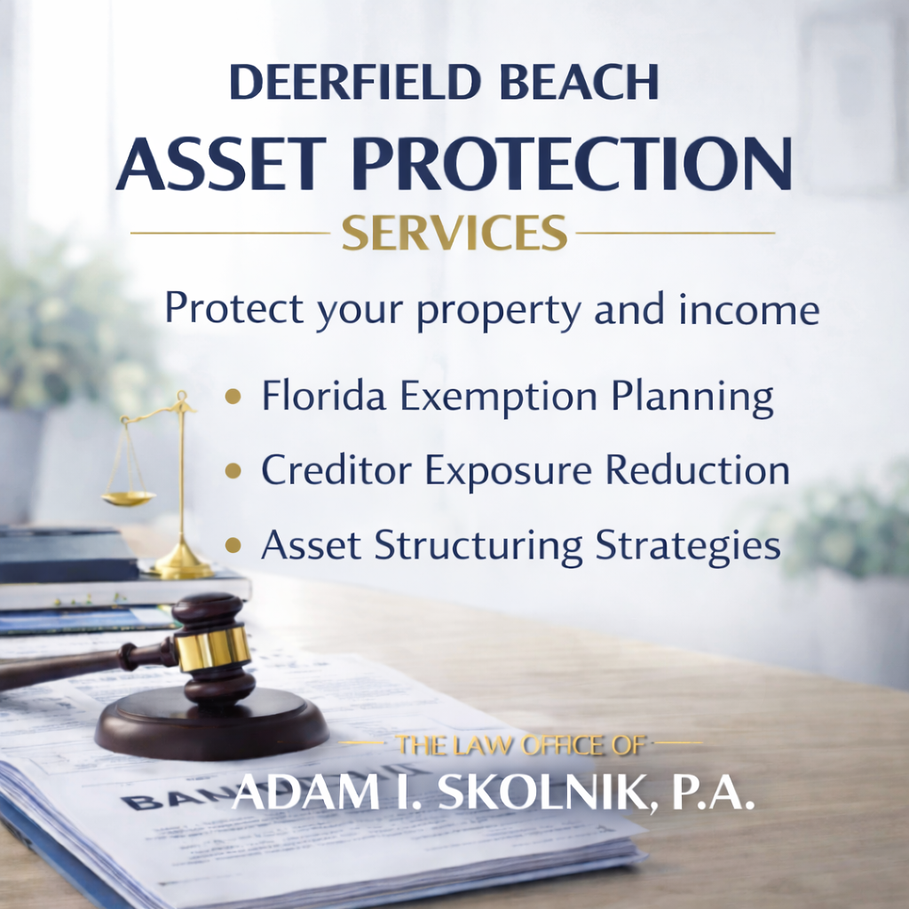 The Law Office of Adam I. Skolnik, P.A. Deerfield Beach asset protection services designed to preserve homes, savings, and income